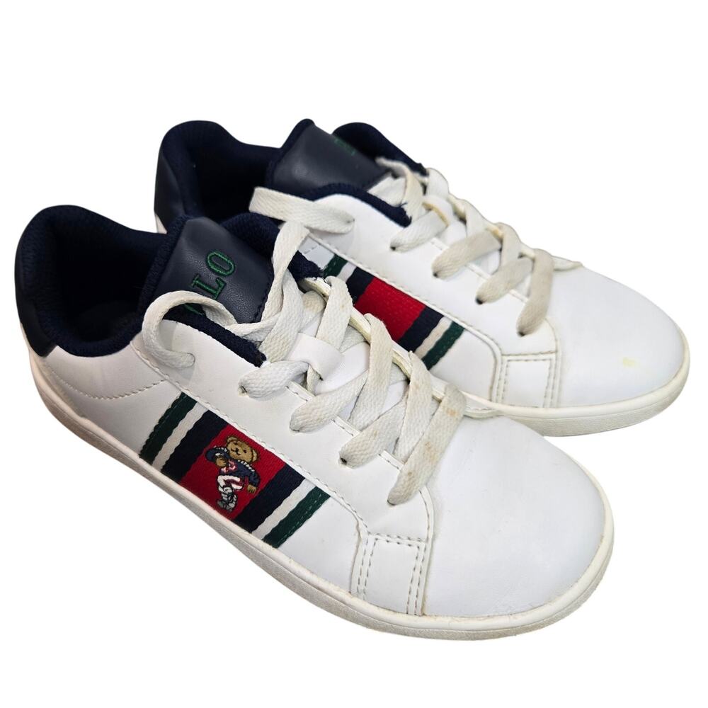 Polo Ralph Lauren Polo Bear White Leather Sneakers Shoesβ Football Big Kids 2